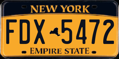 NY license plate FDX5472