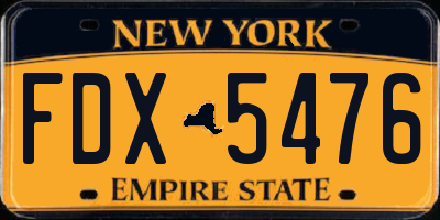 NY license plate FDX5476