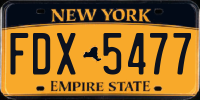 NY license plate FDX5477