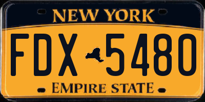 NY license plate FDX5480