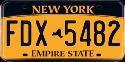 NY license plate FDX5482