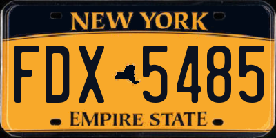 NY license plate FDX5485