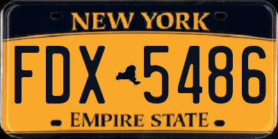 NY license plate FDX5486