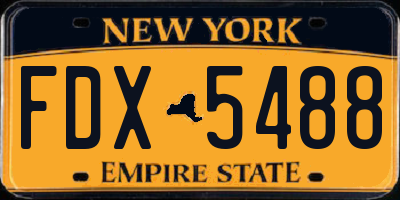 NY license plate FDX5488
