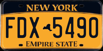 NY license plate FDX5490