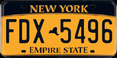 NY license plate FDX5496