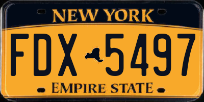NY license plate FDX5497