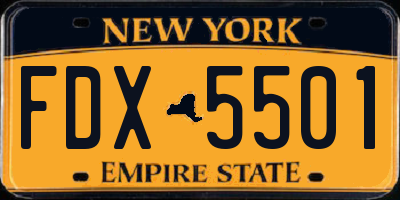 NY license plate FDX5501