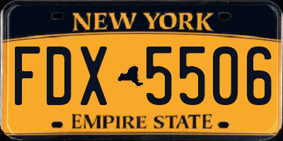 NY license plate FDX5506
