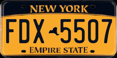 NY license plate FDX5507