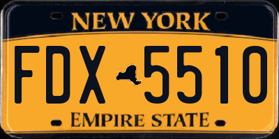 NY license plate FDX5510