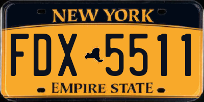 NY license plate FDX5511