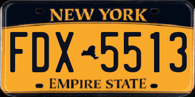 NY license plate FDX5513