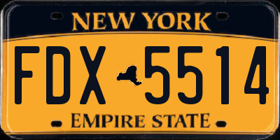 NY license plate FDX5514