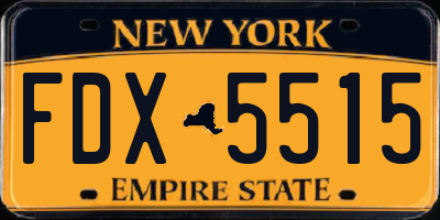NY license plate FDX5515