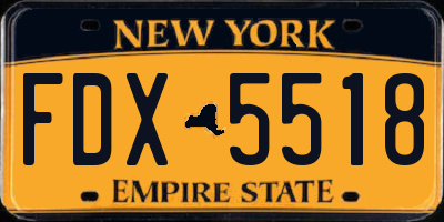 NY license plate FDX5518
