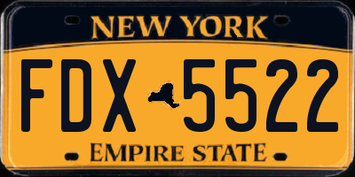 NY license plate FDX5522