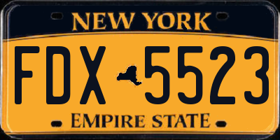 NY license plate FDX5523