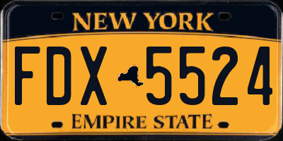 NY license plate FDX5524