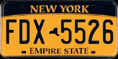 NY license plate FDX5526