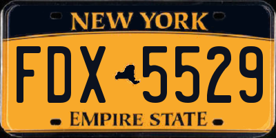NY license plate FDX5529
