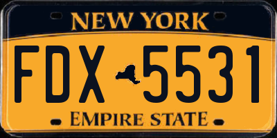 NY license plate FDX5531
