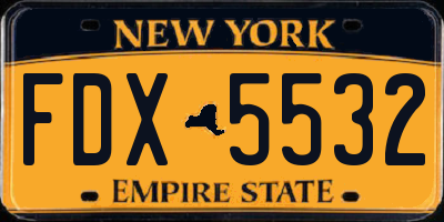 NY license plate FDX5532