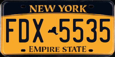 NY license plate FDX5535
