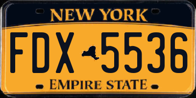 NY license plate FDX5536