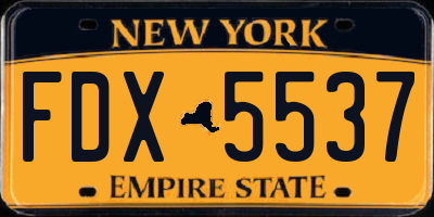 NY license plate FDX5537
