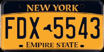 NY license plate FDX5543