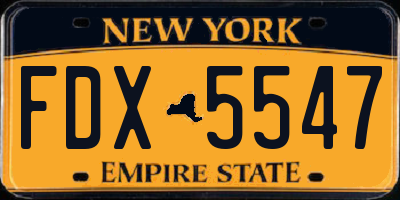 NY license plate FDX5547