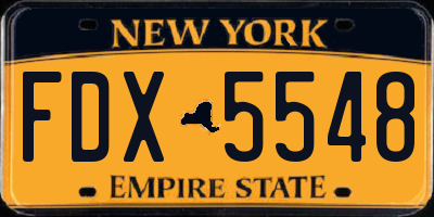 NY license plate FDX5548