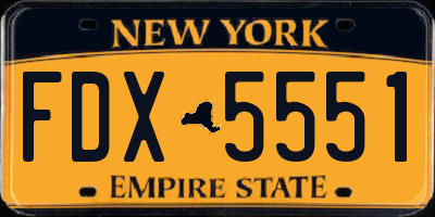NY license plate FDX5551