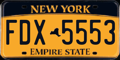 NY license plate FDX5553