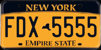 NY license plate FDX5555