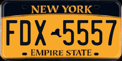 NY license plate FDX5557