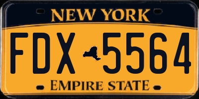 NY license plate FDX5564