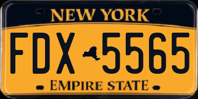 NY license plate FDX5565