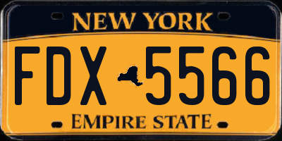 NY license plate FDX5566
