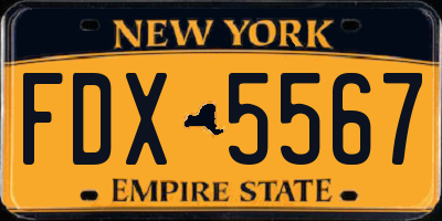 NY license plate FDX5567