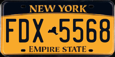 NY license plate FDX5568