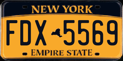 NY license plate FDX5569