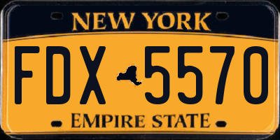 NY license plate FDX5570