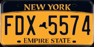NY license plate FDX5574