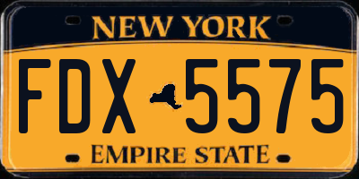 NY license plate FDX5575