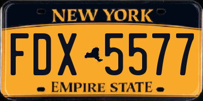 NY license plate FDX5577