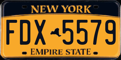 NY license plate FDX5579