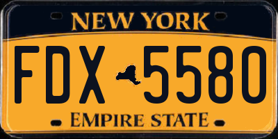 NY license plate FDX5580