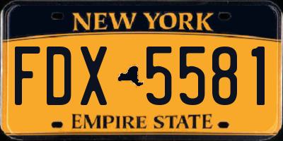 NY license plate FDX5581